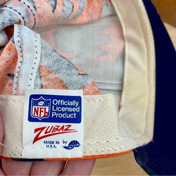 ZUBAZ VTG NFL CHICAGO BEARS STRIPED STRAPBACK MENS HAT AOP MADE IN USA - Picture 9 of 11